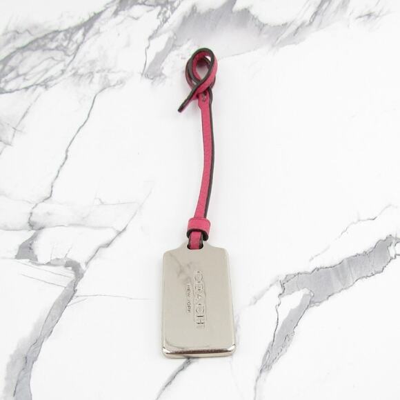 Coach Silver Metal Hangtag with Pink Leather Strap - Picture 6 of 7